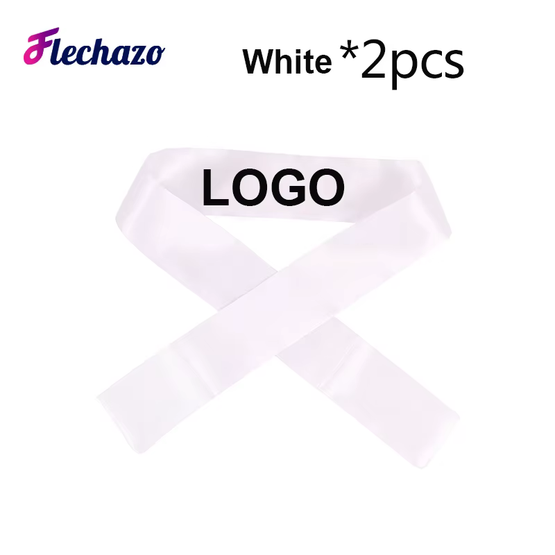Longue écharpe de sauna en satin avec logo personnalisé pour femme, ruban de cheveux soyeux, décorat