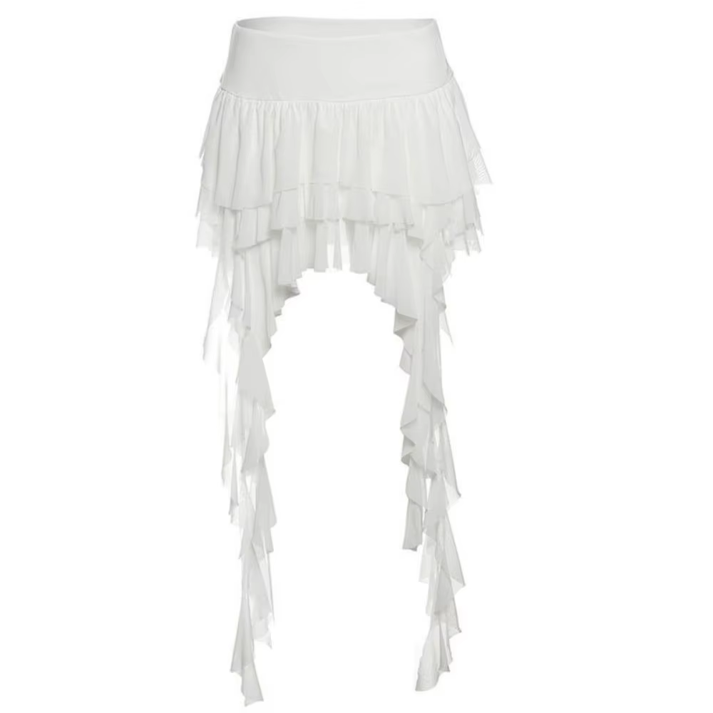 Jupe-short asymétrique bohème taille haute pour femme, mini-jupe superposée irrégulière, style Y2K g