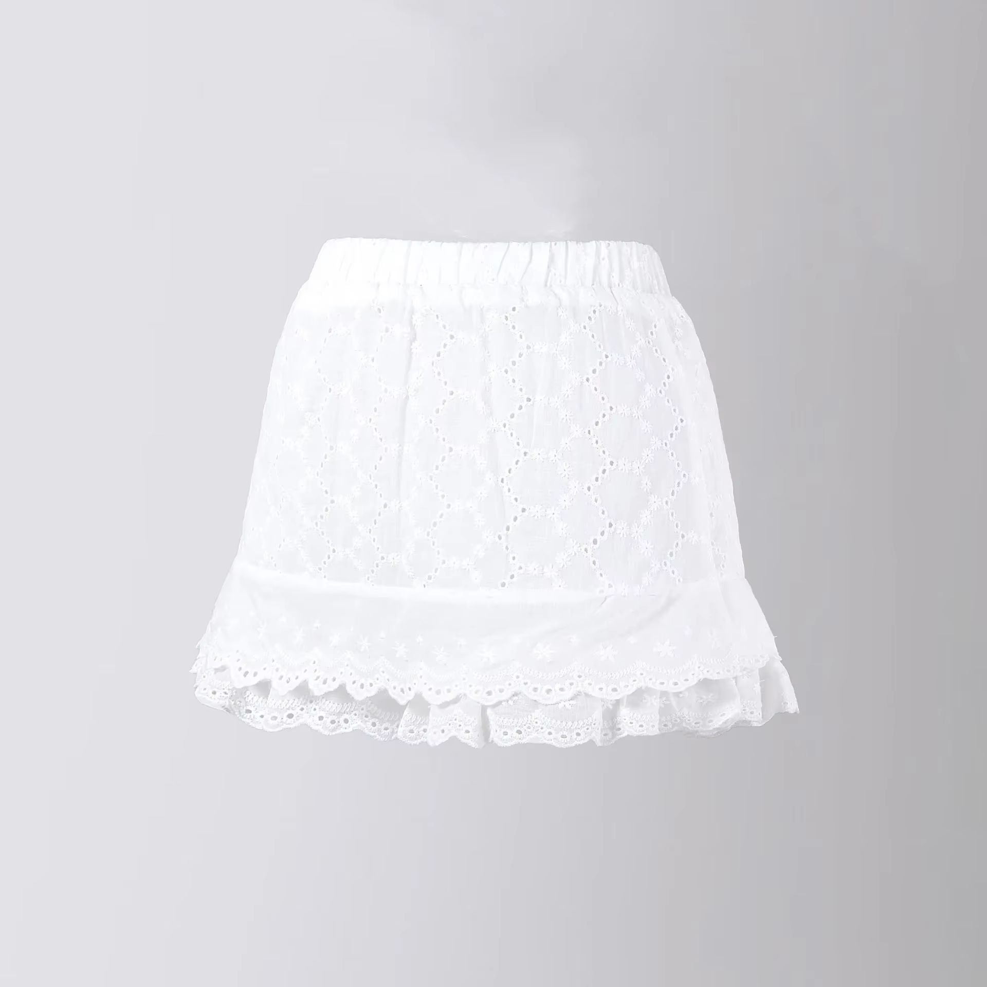 Jupe-short pour filles en dentelle blanche de créateur, taille haute, tendance, respirante, polyvale