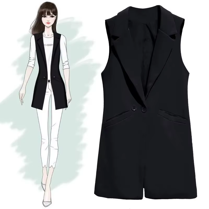 Gilet pour femme 2026, veste sans manches, manteau, gilet long, blazer, costume formel de travail, v