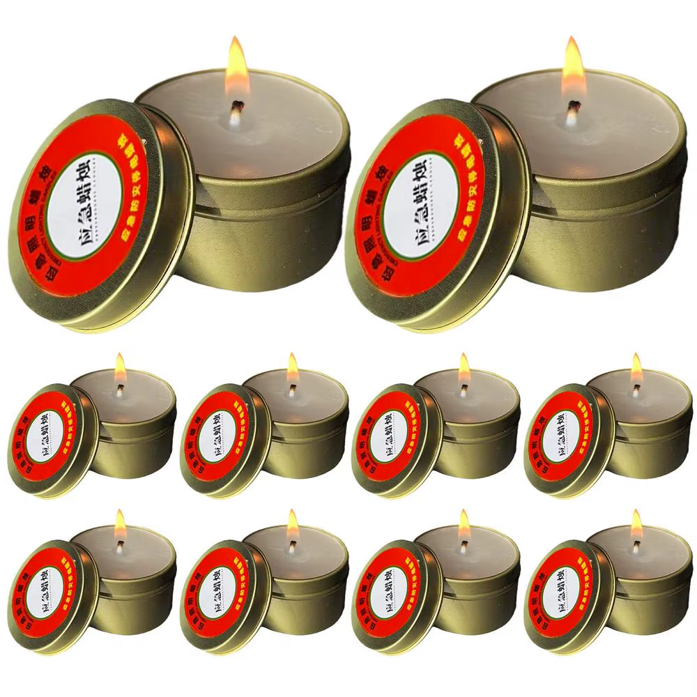 Bougies d'urgence longue durée, 10 bougies de survie inodores, sans flamme et résistantes au vent, p