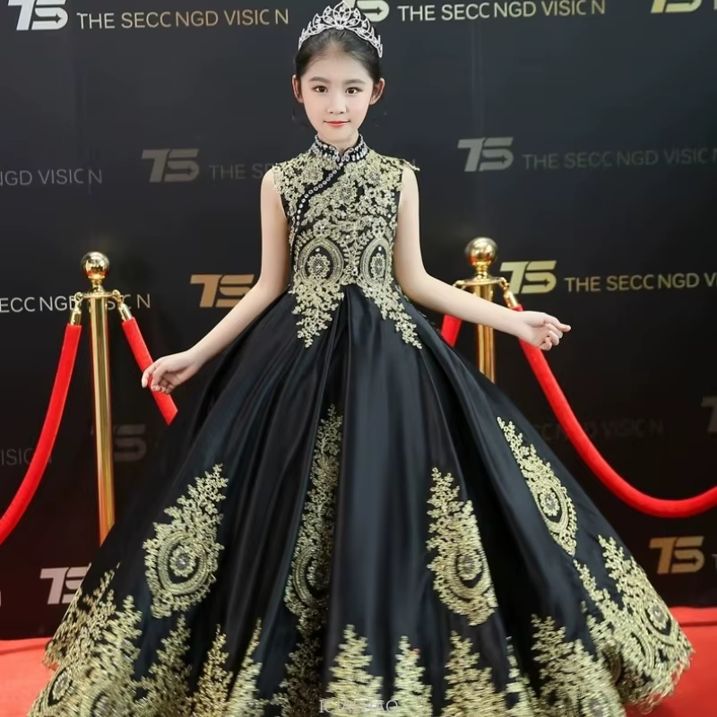 Robe longue brodée de fleurs, motif d'ananas, robe de fête d'anniversaire, Costume de mariée pour fi