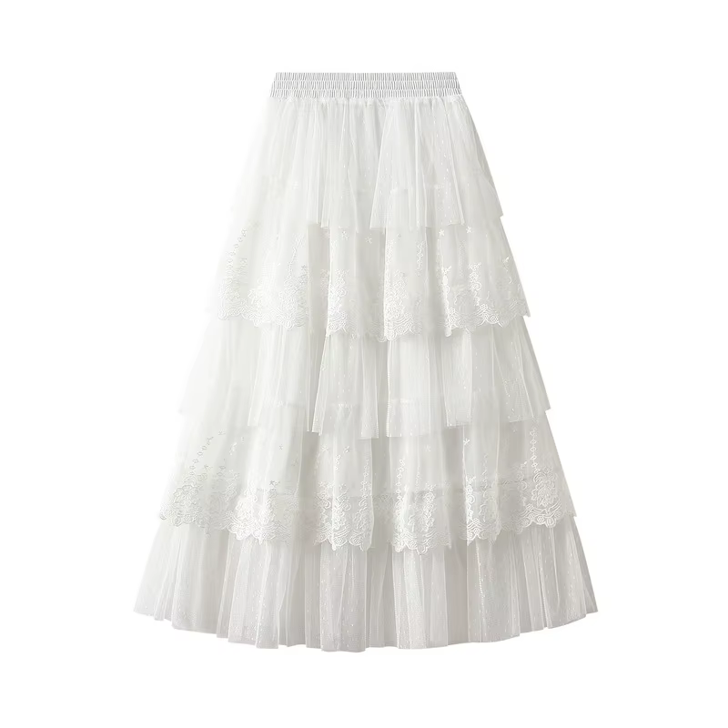 Jupe gâteau de sable amincissante taille haute pour femmes, demi-jupe, gaze de sensation haut de gam