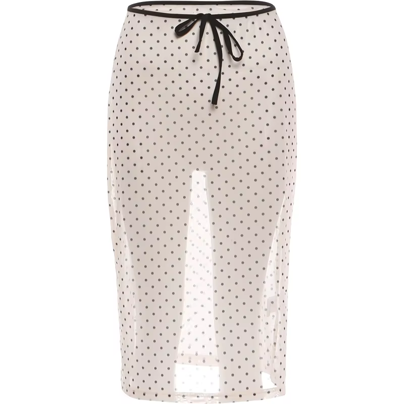 Jupe transparente Sisterlinda pour femme, sexy et tendance, avec nœuds, imprimé pois, patchwork, ext