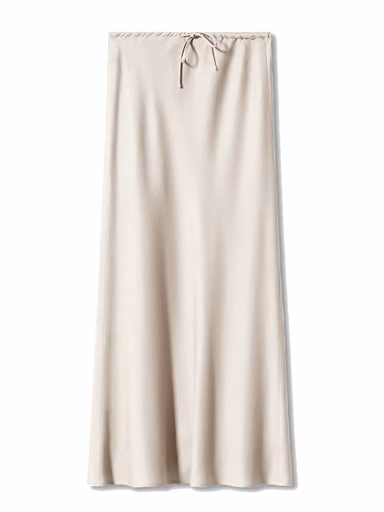 Jupes longues en Satin pour femmes, vert foncé, luxe, Maxi, droite, noire, longue, brillante, marron