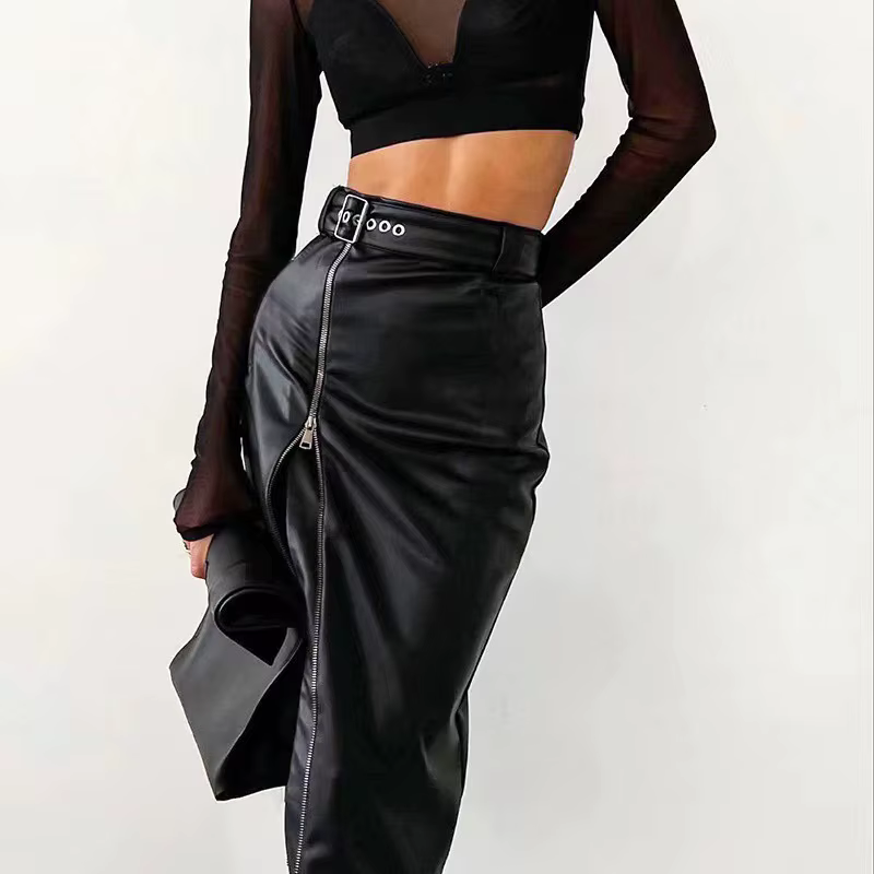 Nouvelles jupes en cuir PU ajustées pour femmes, style printemps, jupes trapèze vintage décontractée