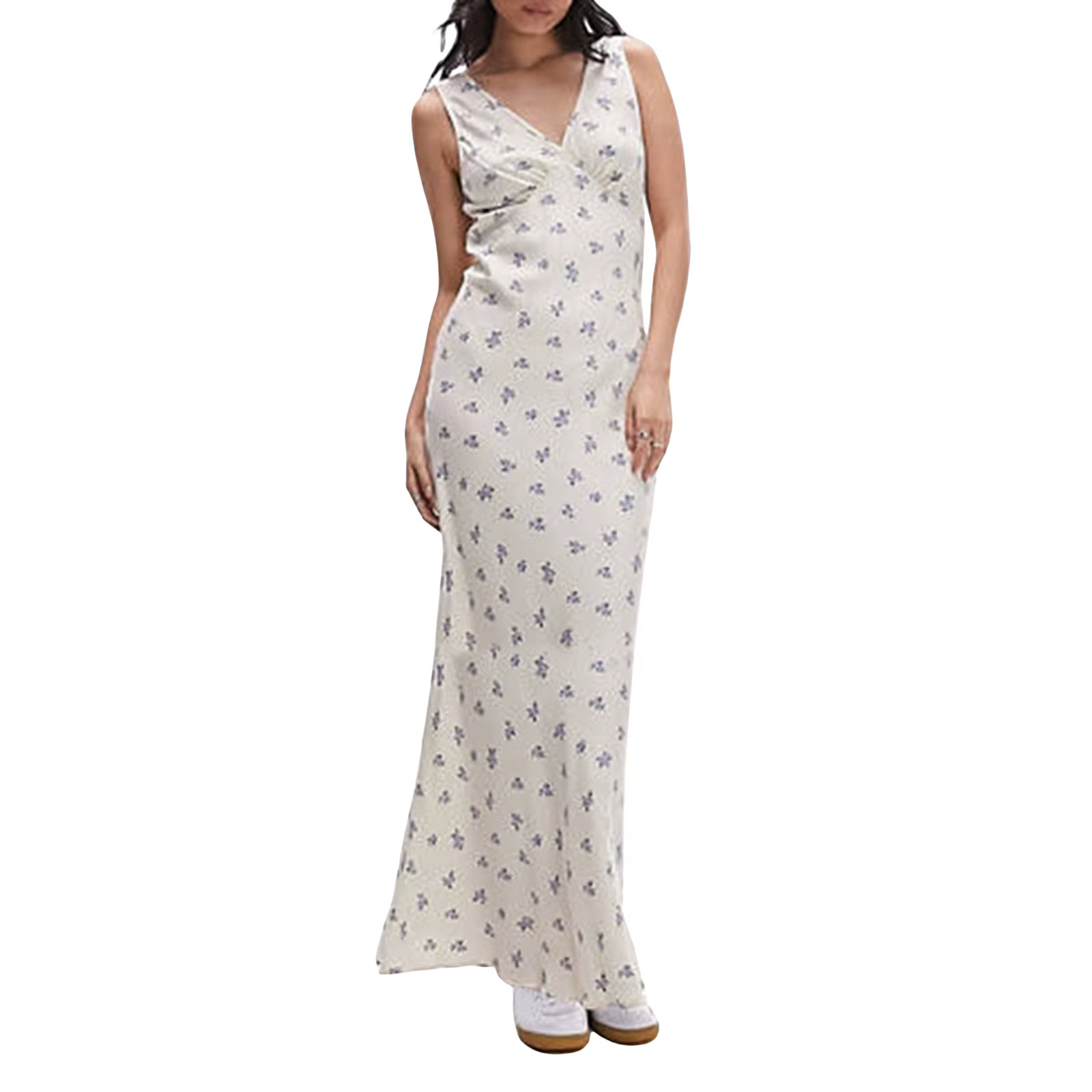 Robe longue à imprimé floral pour femmes, dos ouvert en fibre, col en V profond, mince, précieux, dé