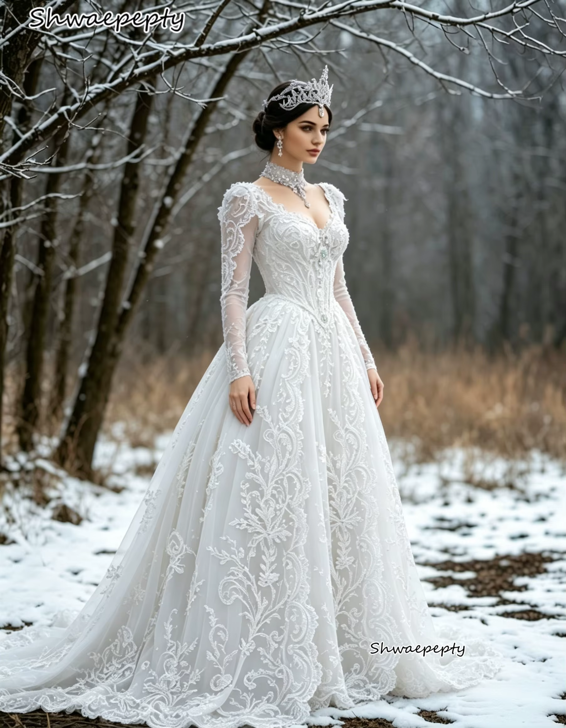 Robe de mariée médiévale en dentelle, manches longues, style princesse, couleur lavande ou vert oliv