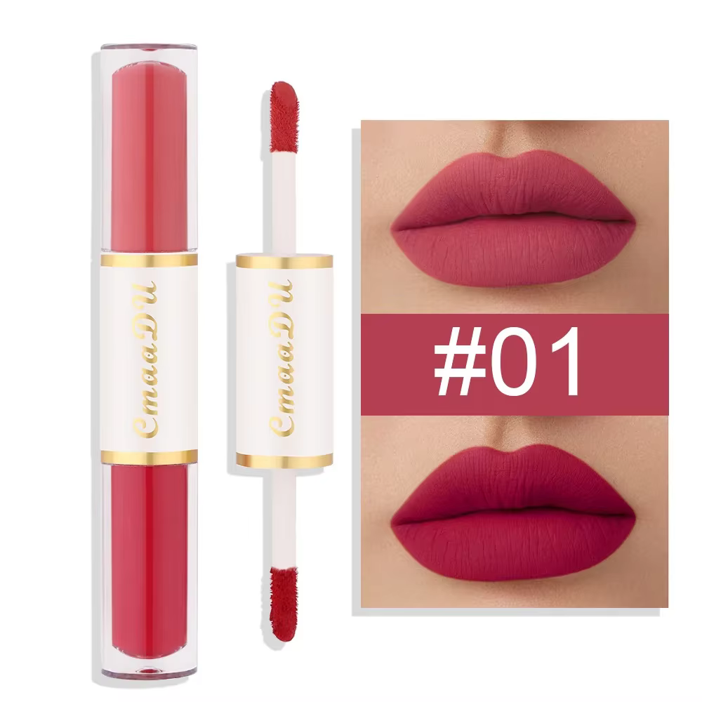 Rouge à lèvres bicolore brillant à lèvres longue durée humidité cosmétiques rouge à lèvres mat rouge