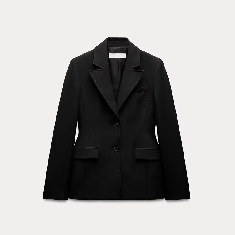 Manteau mi-long à col en V imbibé pour femmes, veste cintrée à la taille, coupe couvertes, revers, p