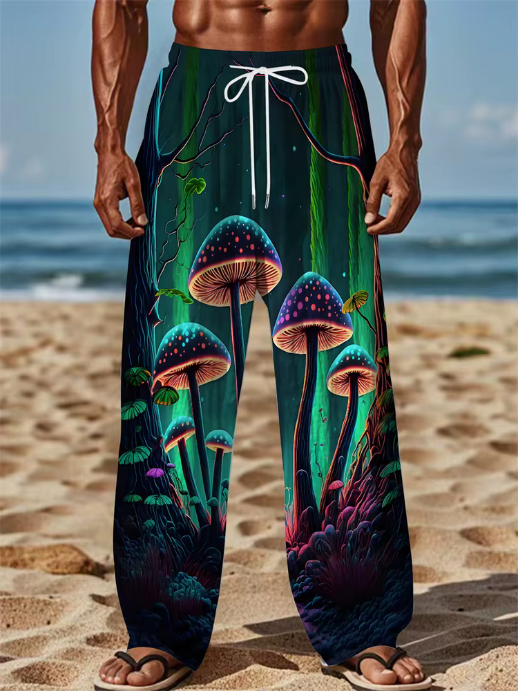 Champignon lumineux Banquet 3D Imprimé Automne Hommes Pantalon Long, Un Must-havez À La Mode Hommes