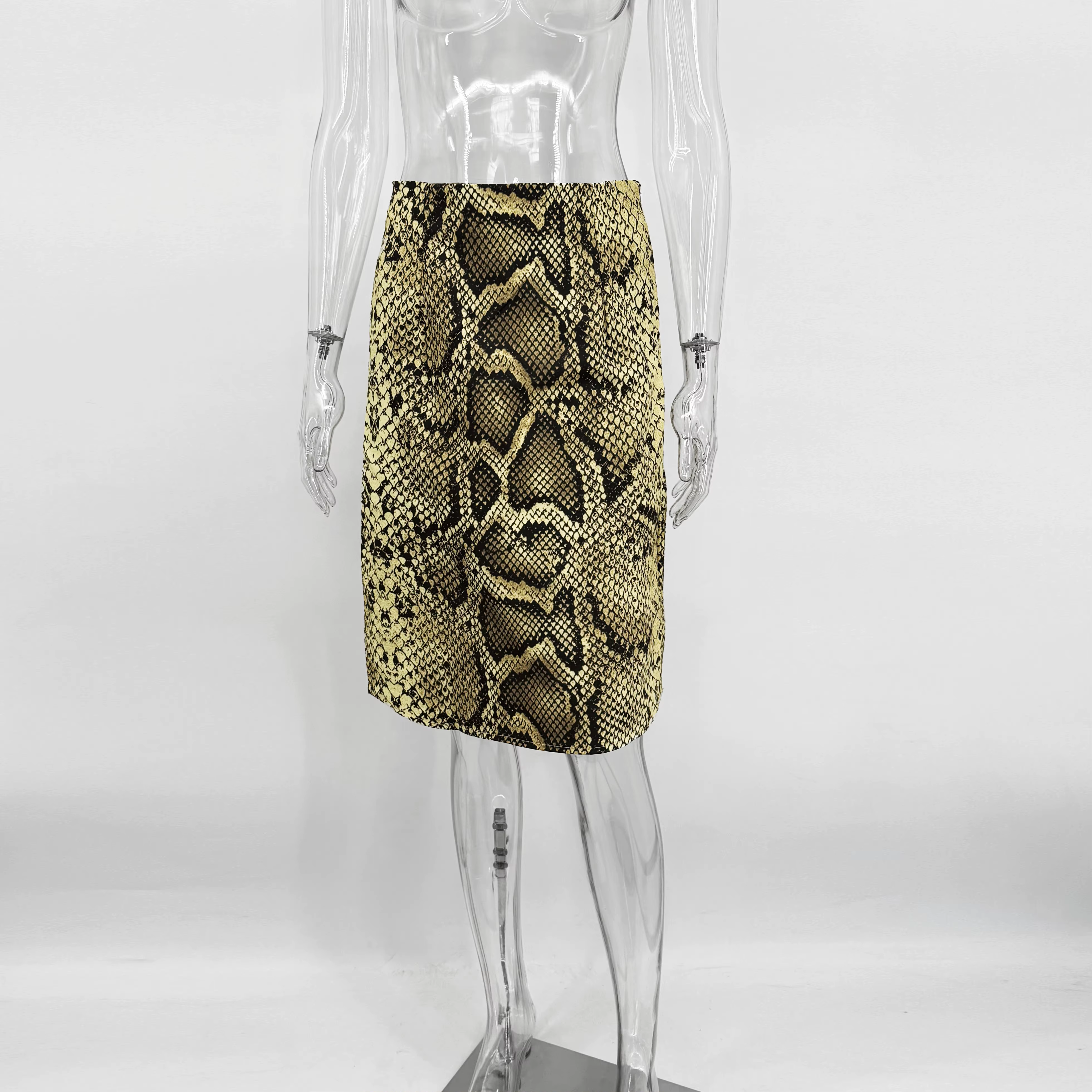 Jupe longue droite à motif serpent TARUXY pour femme, taille haute, coupe ajustée, style streetwear 