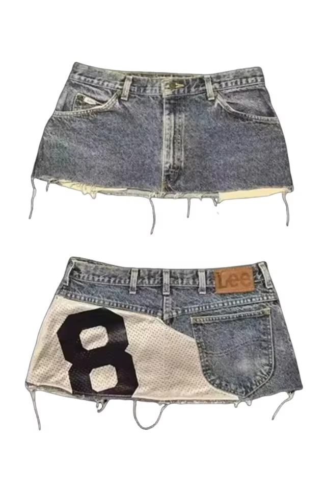 Hip Hop motif numérique Patchwork gothique femmes Denim Shorts Y2K jupe Vintage années 2000 Baggy Sh