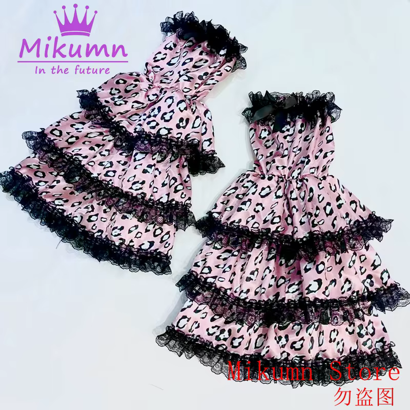 Jupe courte plissée Mikumn Harajuku gothique rose imprimé léopard Y2K punk en dentelle style Lolita 