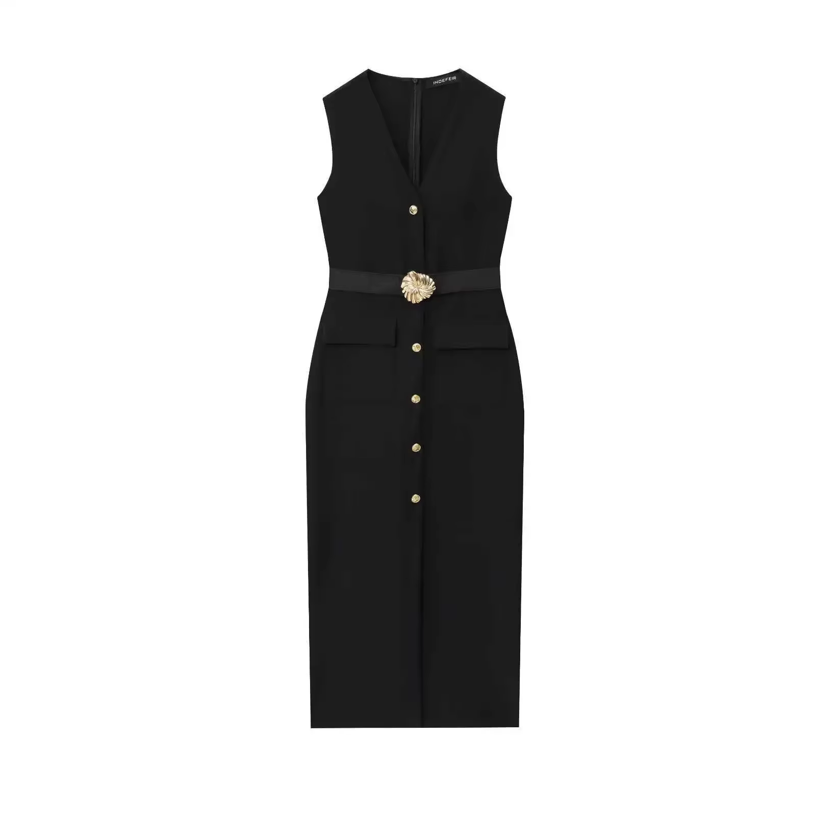 Robe femme noir robes longues printemps été boutonné sans manches robe d'été robes élégantes décontr