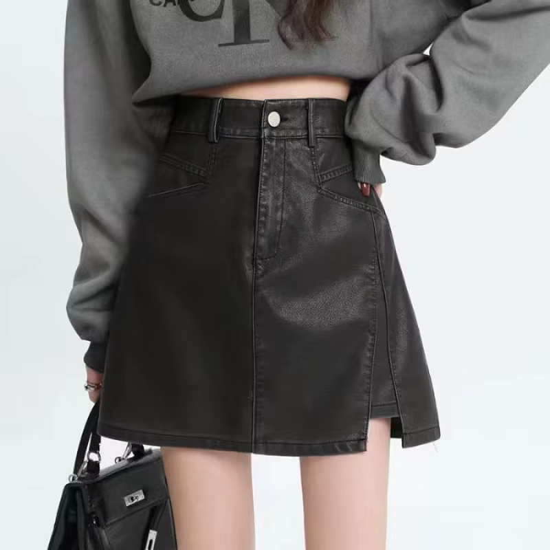 Jupe en cuir jupe courte taille haute jupe femme