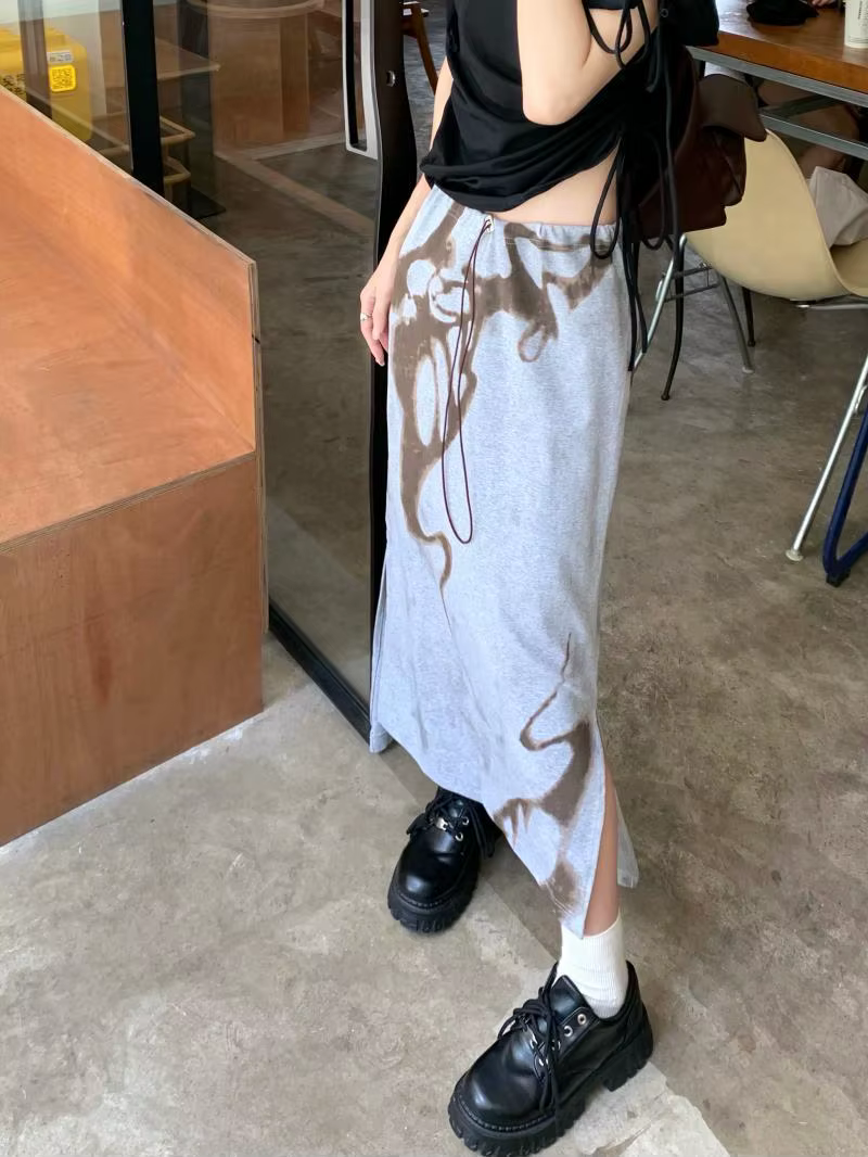 Nouveau Design avec imprimé Floral et fente, jupe trapèze près des hanches, robe mi-longue droite Ch