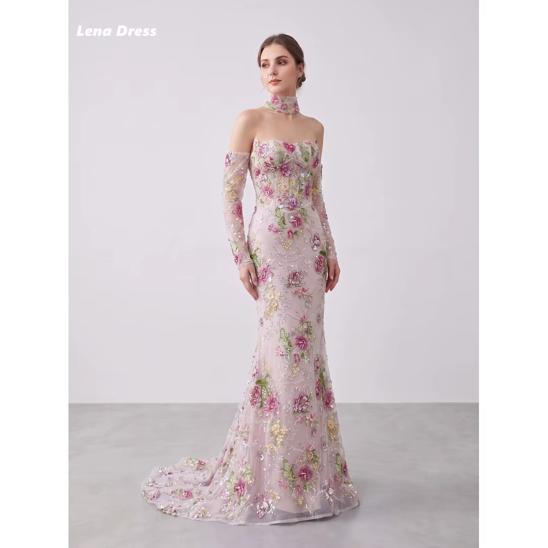 Robes de soirée élégantes à manches longues Lena pour femme, robes de fête de luxe pour occasions sp