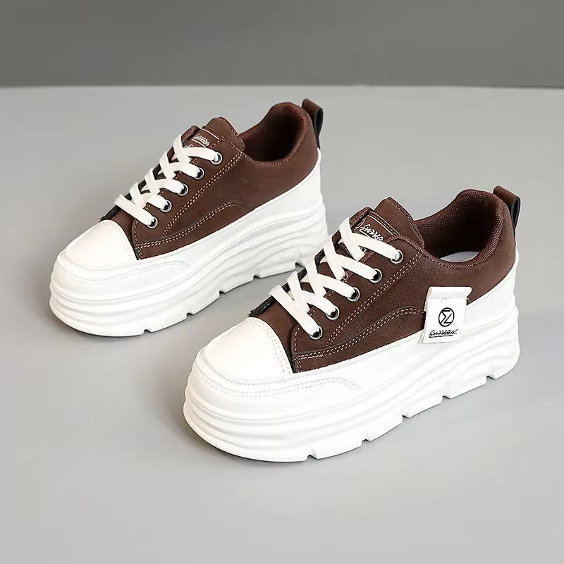 Chaussures Plates à Lacets Épais et Semelle Souple pour Femme, Baskets Décontractées, de Marche, Nou