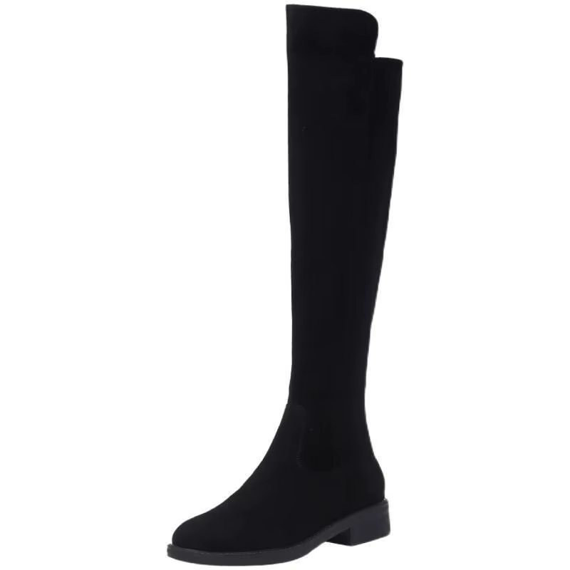 Chaussures pour femme talon moyen chaussures hiver genou haut arbre femmes bottes longues plates got