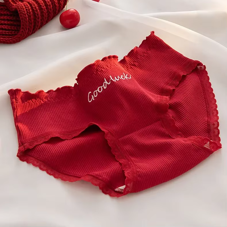 Culotte en coton pour femmes, sous-vêtement Sexy pour femmes, sous-vêtements rouges, grande taille,