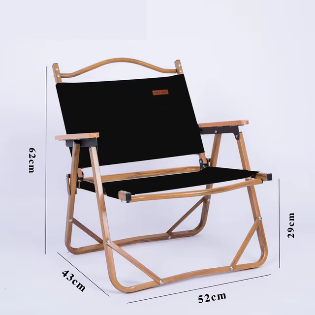 Chaise longue d'extérieur portable et pliante, mains courantes en bois, chaise de pique-nique, chais