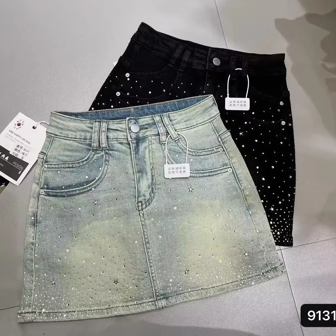 Jupe en jean à strass pour femmes, nouvelle jupe fourreau rétro amincissante, ligne a, été