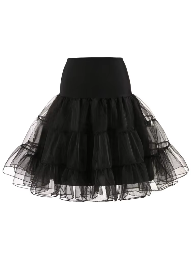 Tonval plissé Vintage Voile sous-jupe Ballet Tutu jupes pour femmes 50s rétro jupe mariage élégant f