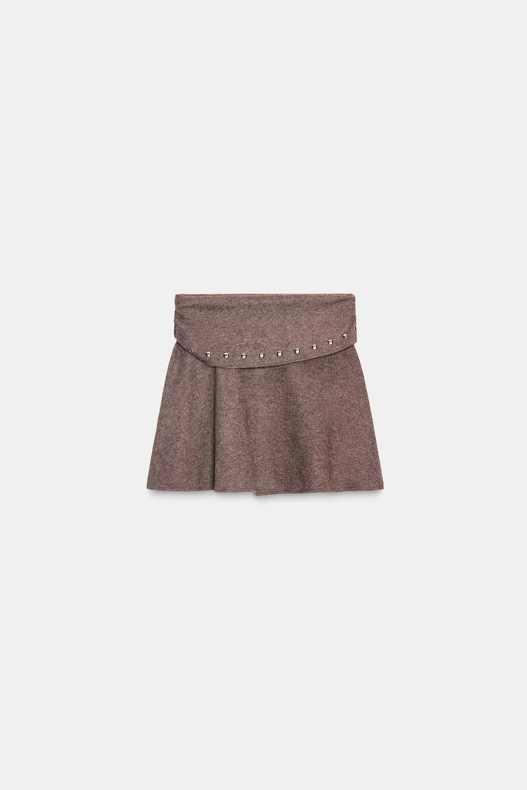 Ensemble de jupes tricotées pour femmes, 2 pièces, manches longues, rivets, décoration, col rond, pu