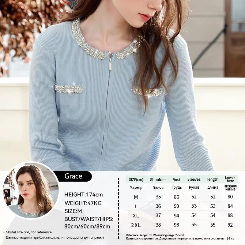 Je vous crois femmes à manches longues hauts 2025 automne mode trajet solide clou perle Double ferme
