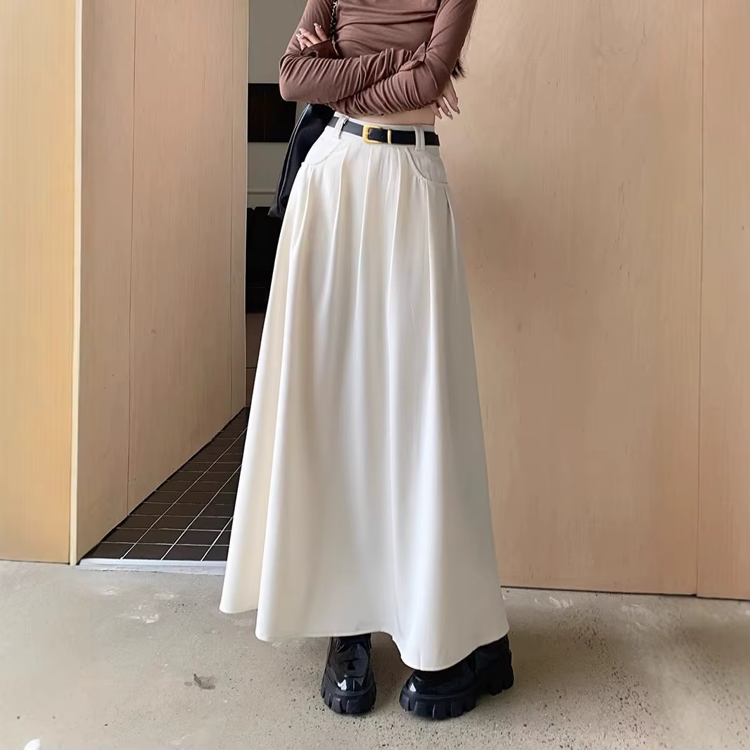 Jupe longue pour femme, nouvelle collection printemps-automne 2026, taille haute, coupe évasée, styl