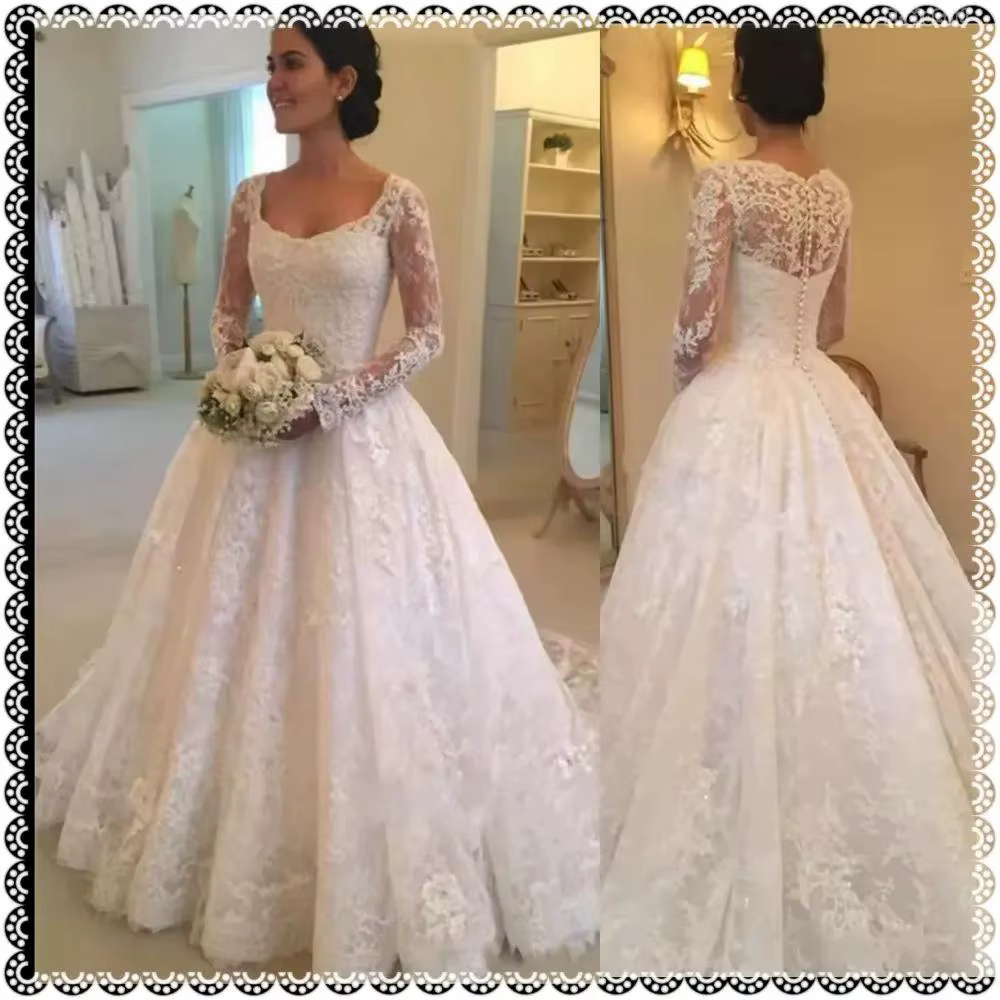 Robe de mariée légère à manches longues et col carré, avec un nouveau Style de tempérament, jupe moe