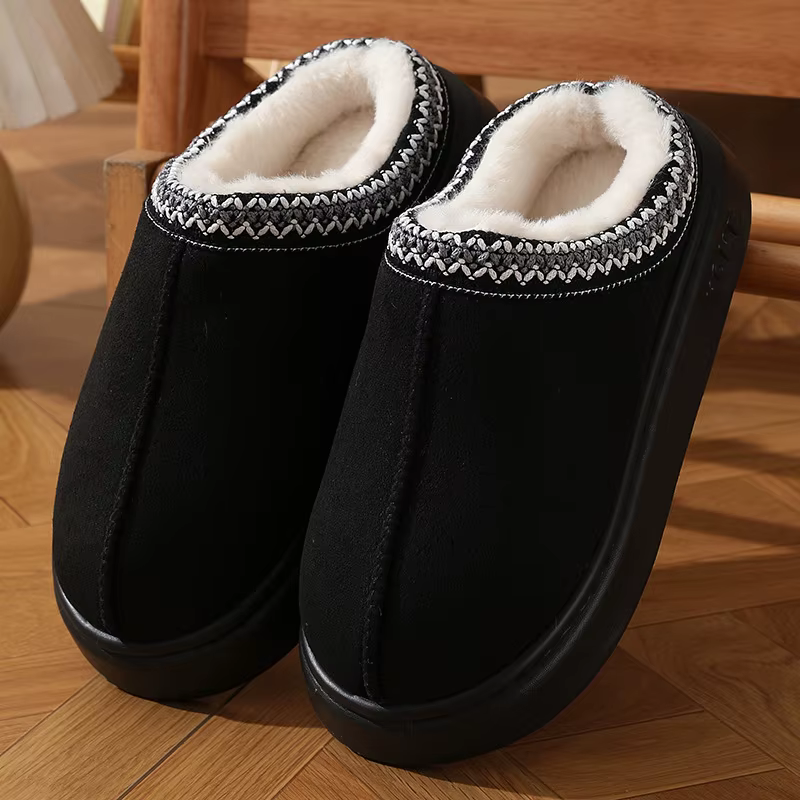 Nouvelle mode moelleux plate-forme pantoufles pour femmes 2025 hiver en peluche chaud coton chaussur