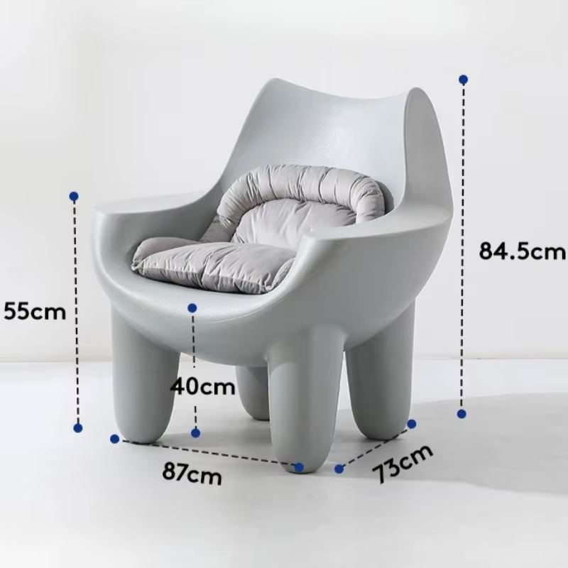 Canapé en plastique, chaises de salon modernes, intérieur esthétique, fauteuil à dossier individuel,