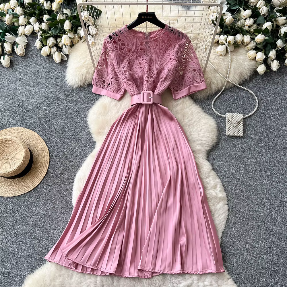 Robe longue pour femme, coupe trapèze, style Y2K streetwear, col rond, manches courtes, taille ajust