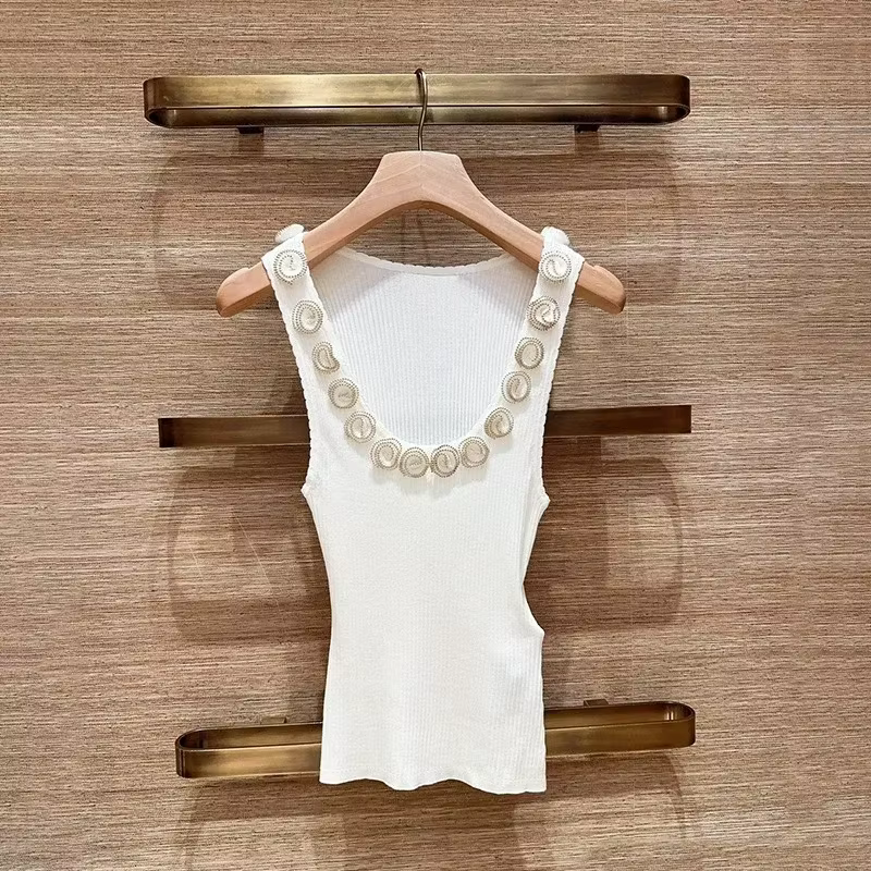 Jupe asymétrique à volants irréguliers pour femme ou gilet en maille ajusté à col en U avec garnitur