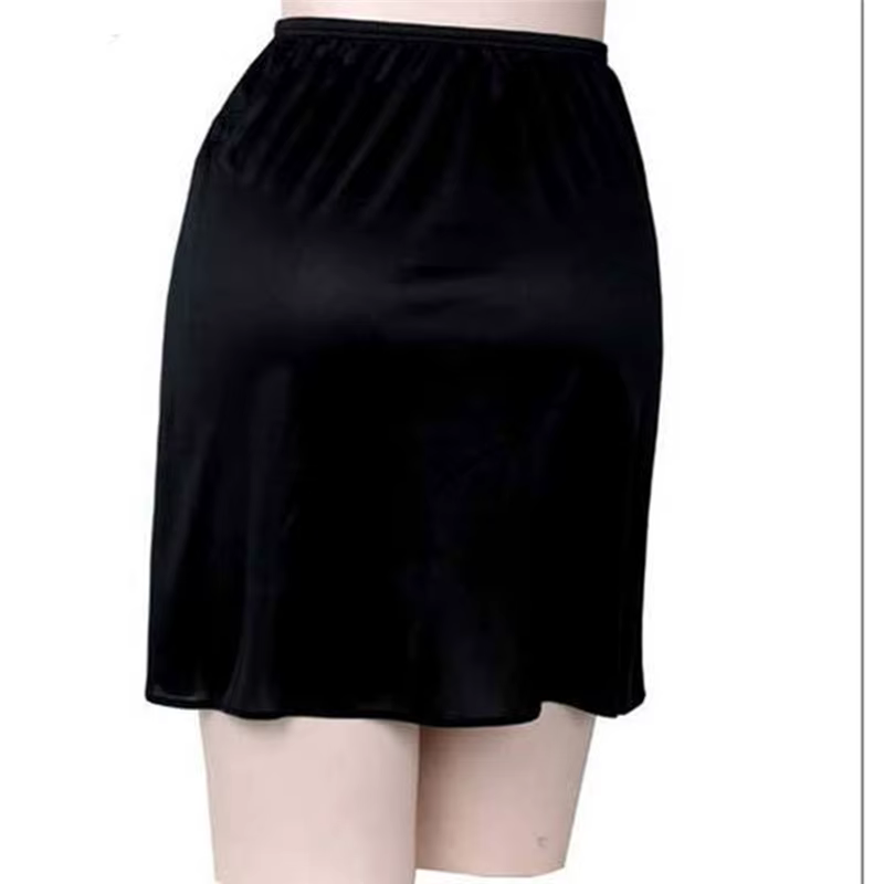 Sous-jupe en Satin pour femmes, demi-slip, robe d'été fine en soie glacée, taille haute, élastique,