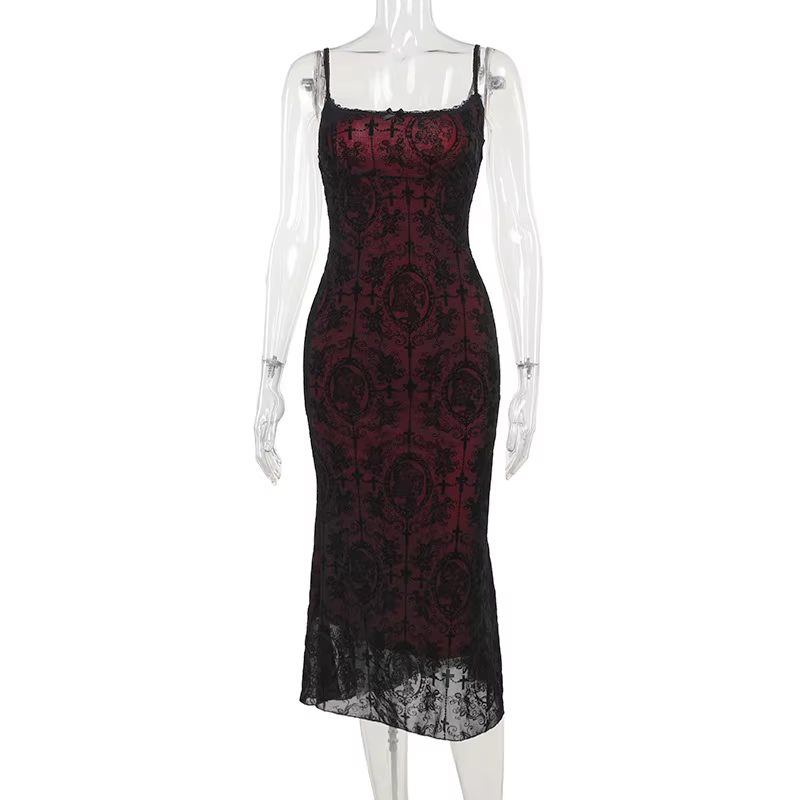 Robe gothique longue en queue de poisson pour femmes, Sexy, bretelles Spaghetti, sans manches, dos n