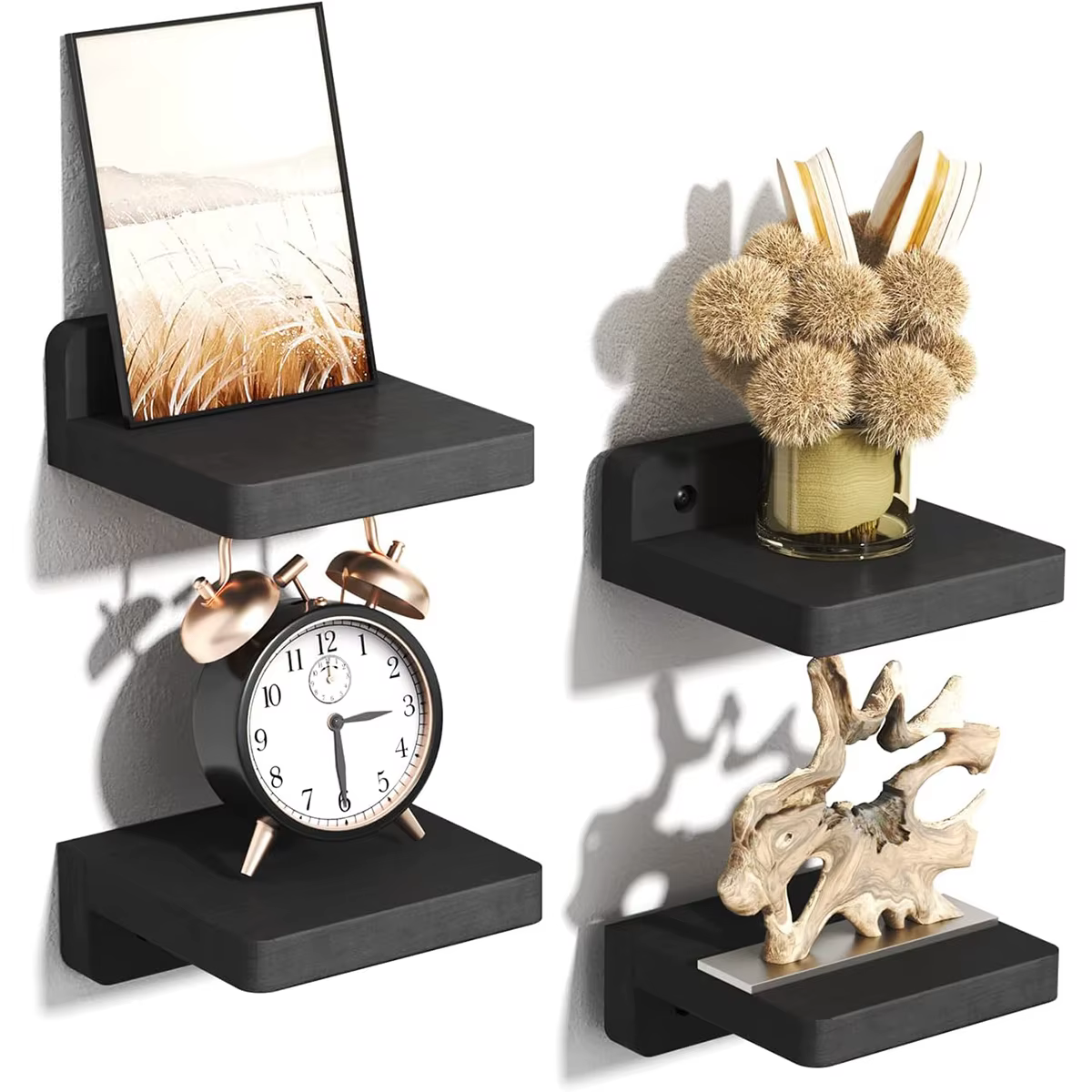 Paquet de 4 petites étagères flottantes pour mur, étagère en bois, présentoirs de 5 pouces, décor de