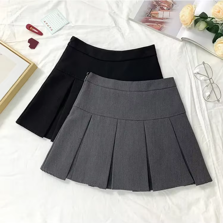 Jupe courte grise taille haute, amincissante, noire, ligne a, nouveau Style, Petite femme, coupe cin