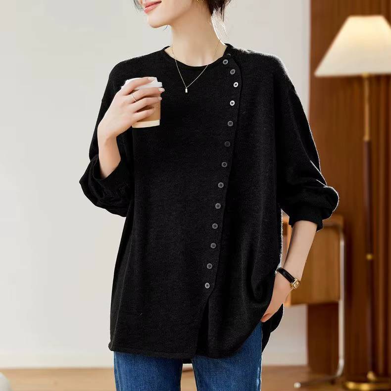 Haut thermique ample pour femmes, tissu doux et chaud, flatteur, mi-long, décontracté, manches longu
