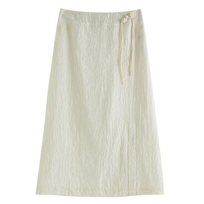 ZIQIAO nouvelles jupes de style chinois pour femme 2023 été Niche Design a-ligne jupe mi-longue 23ZQ