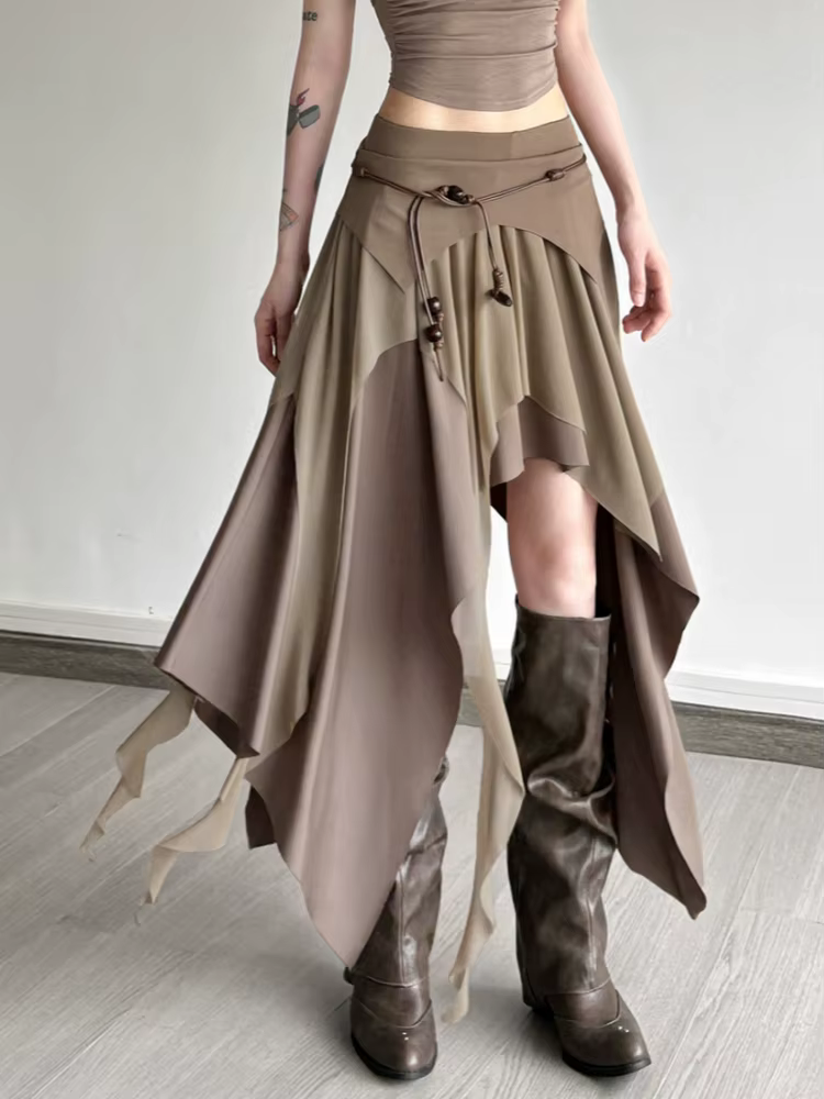 Faldas longues de couleur unie pour femmes, Streetwear asymétrique, Falda Sexy, coupe cintrée, mode