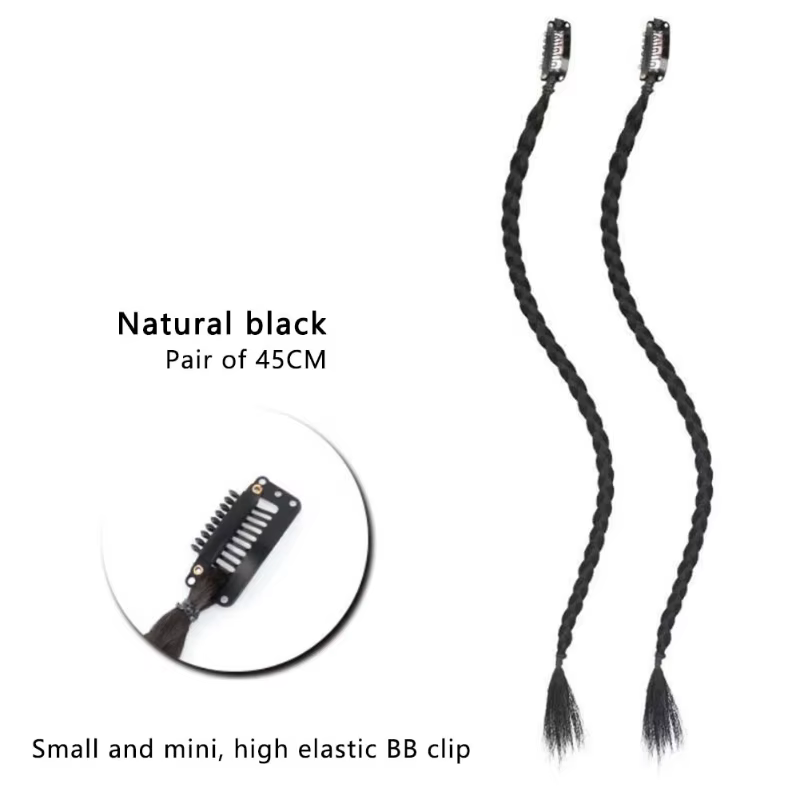 2 pièces/paire longue avant côté rideau Bang Clip dans les Extensions de cheveux tresses droite élég