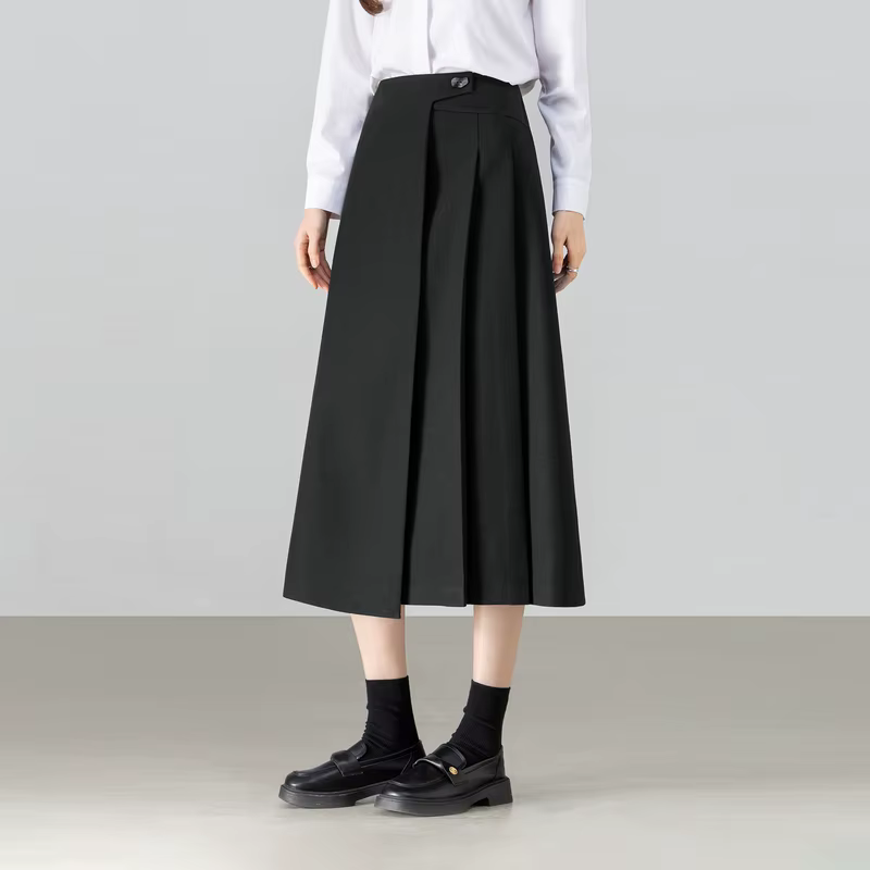 Jupe Midi SENTUBILA pour Femme Printemps 2026 Nouvelle Collection Asymétrique Coupe Trapèze Taille H