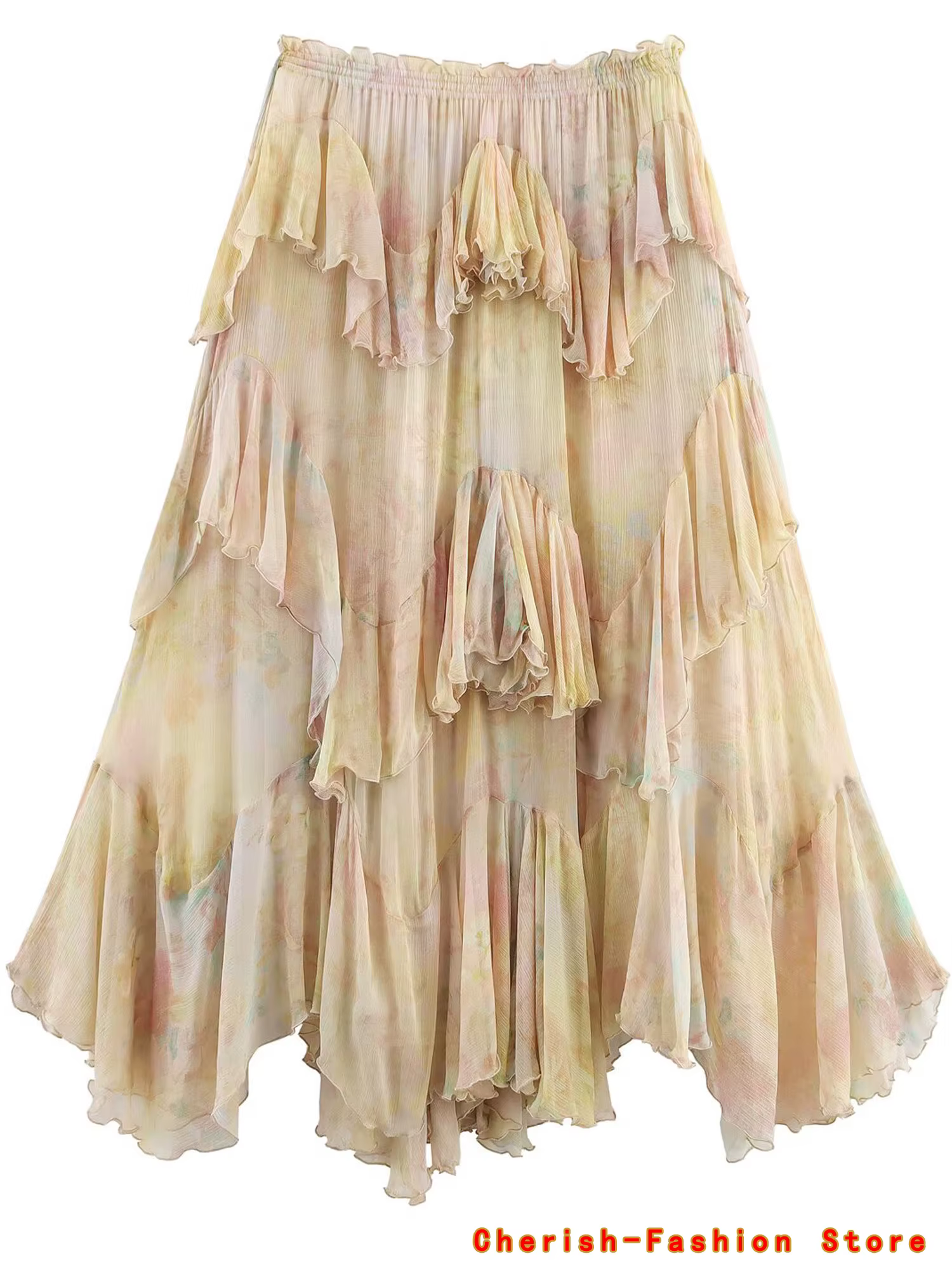 Jupe trapèze en dentelle florale de Style français, nouveau Style pour femmes, jupe à volants imprim