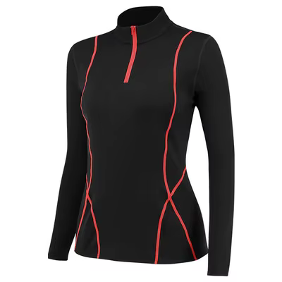 Chemise polaire thermique à manches longues pour femmes, hauts d'entraînement avec fermeture éclair,