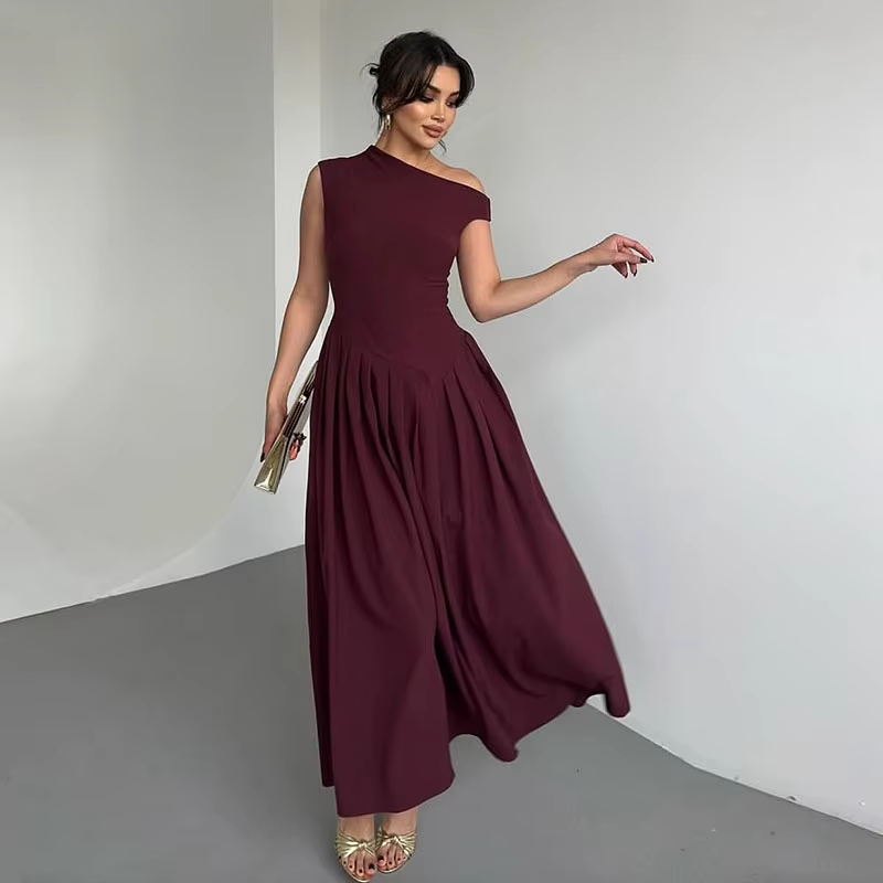 Robe longue plissée élégante pour femme, col alertes onal, manches courtes, patchwork, midi, décontr