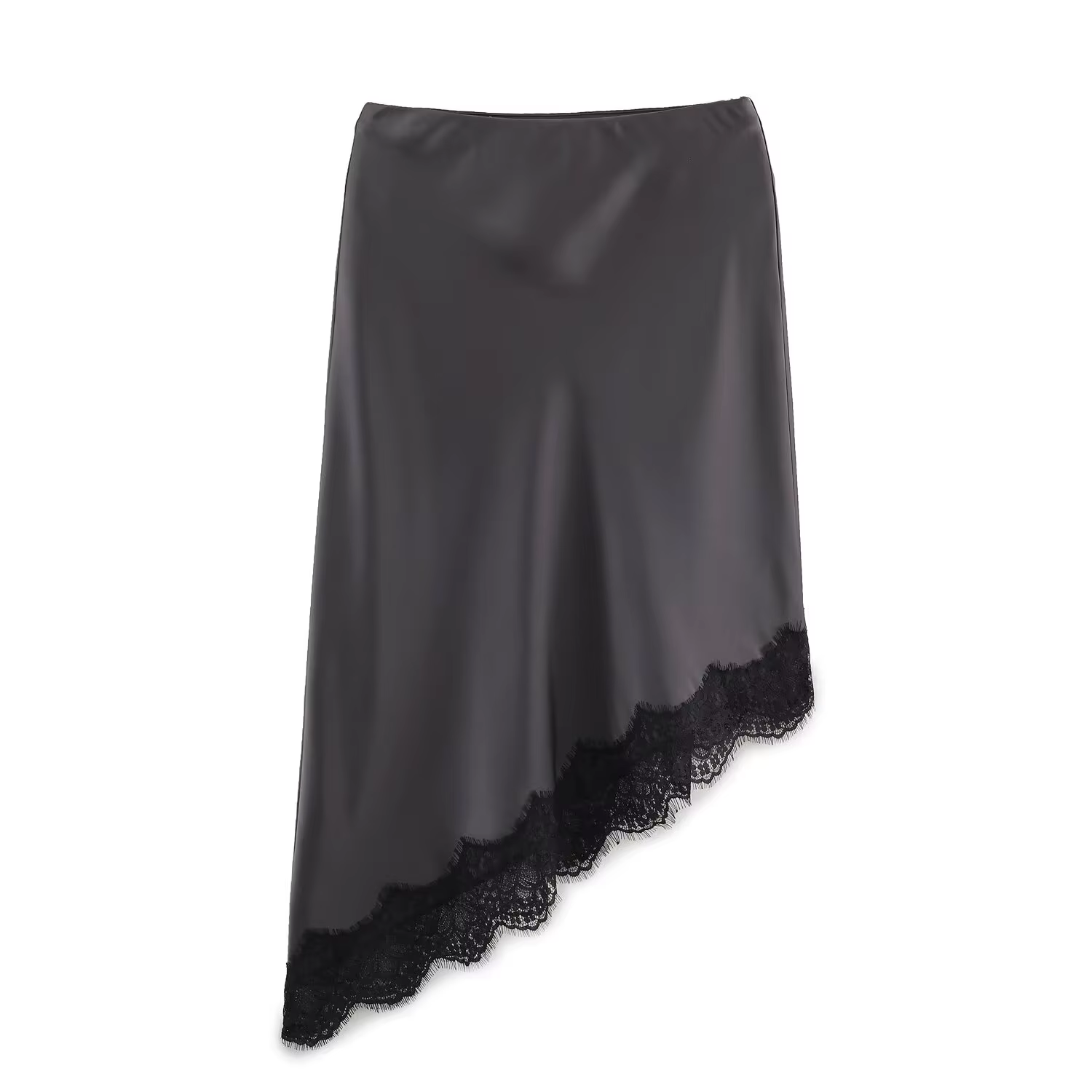 BSAY dentelle asymétrie Satin Texture jupe femmes mode automne hiver nouveau solide Chic femme taill