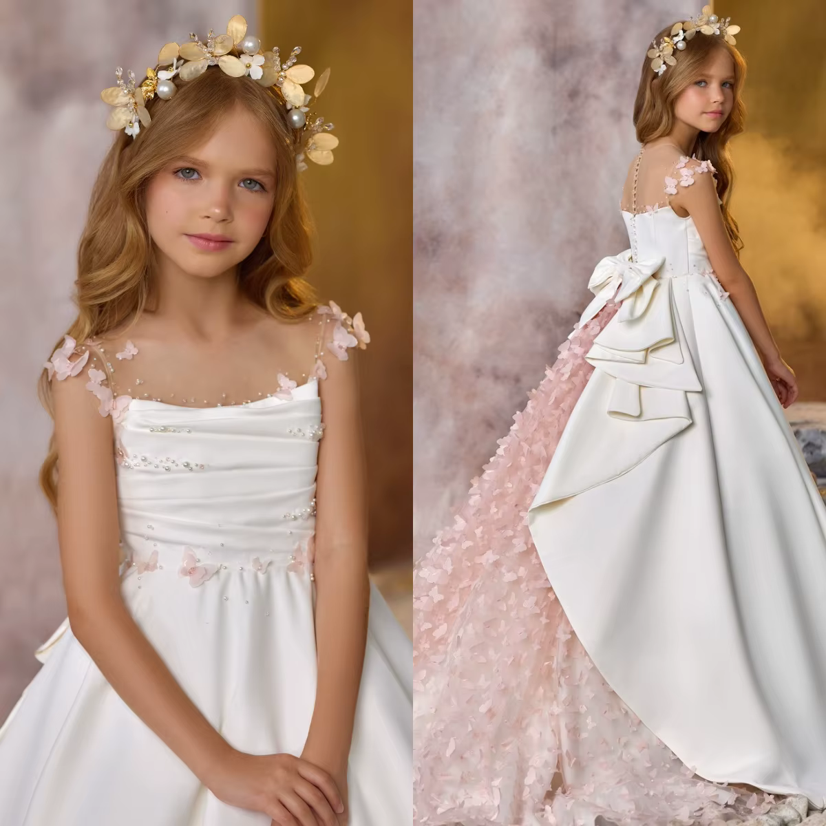 Robes à fleurs blanches élégantes pour filles, robes personnalisées pour mariage, litière florale ro